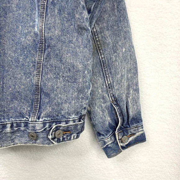 Y2K UNIONBAY Jean Jacket S Acid Wash Denim Trucker Distressed Bomber Grunge 90s - Picture 10 of 15